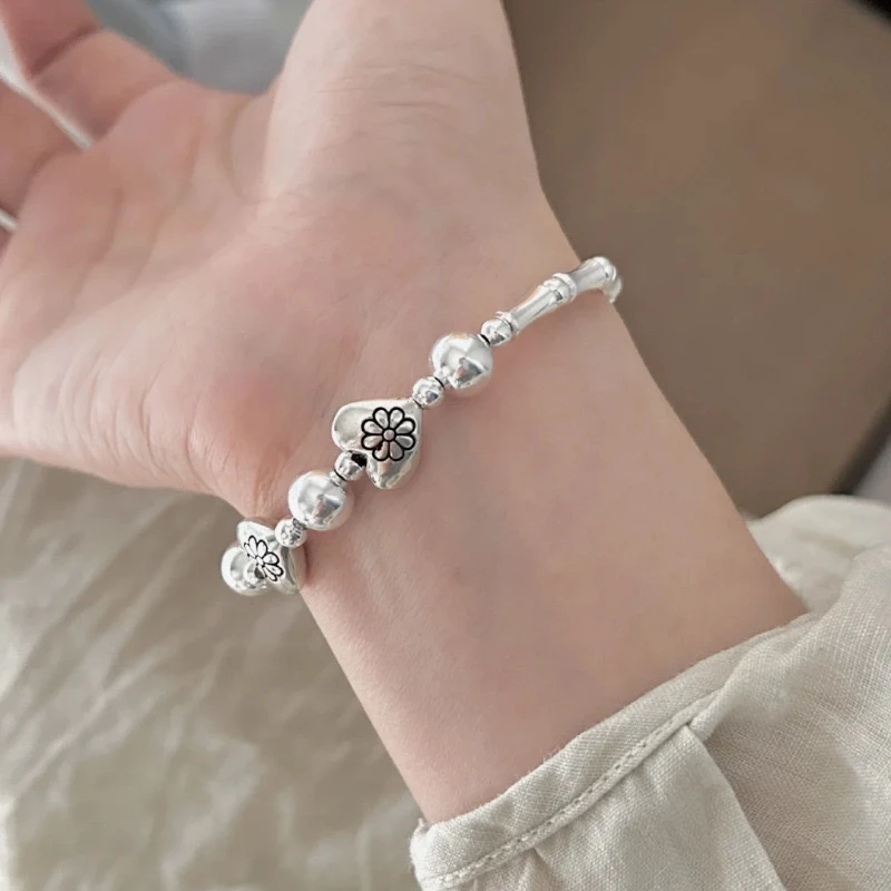 铜合金手链 小众设计竹节爱心冷淡风时尚个性精致简约百搭高级感