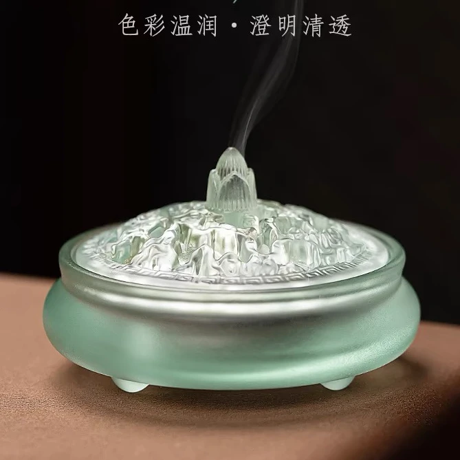 祥云三足炉 琉璃 口径约6.8cm，直径约9cm 可打篆/盘香/塔香/线香