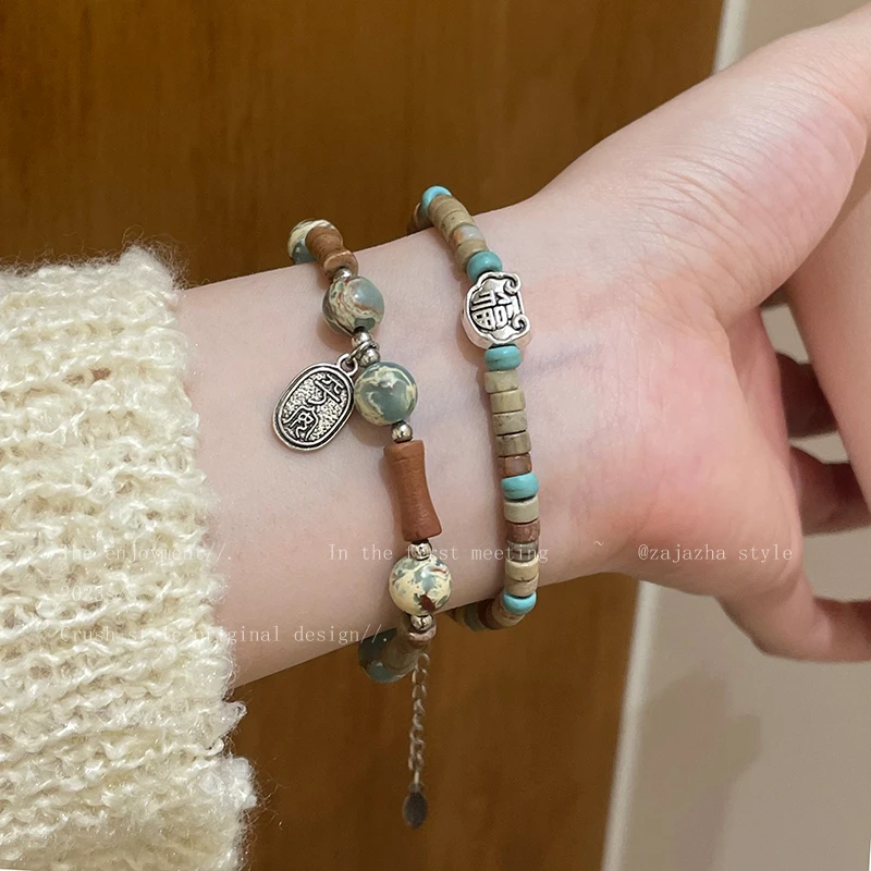 铜合金铅玻璃手链  串珠手链女轻奢小众设计高级手饰时尚个性手串