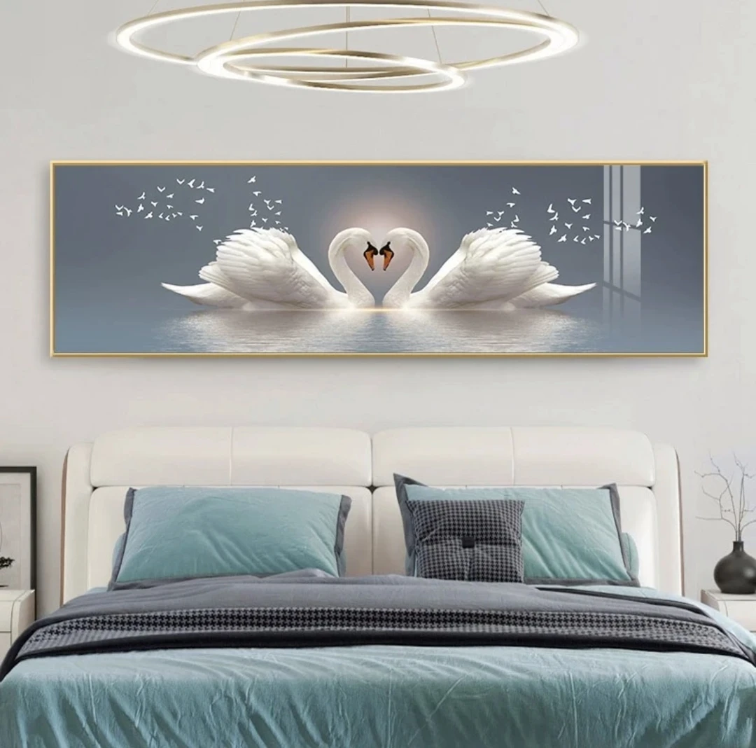 A75天鹅卧室床头挂画现代简约走廊过道卧室挂画简约轻奢装饰画