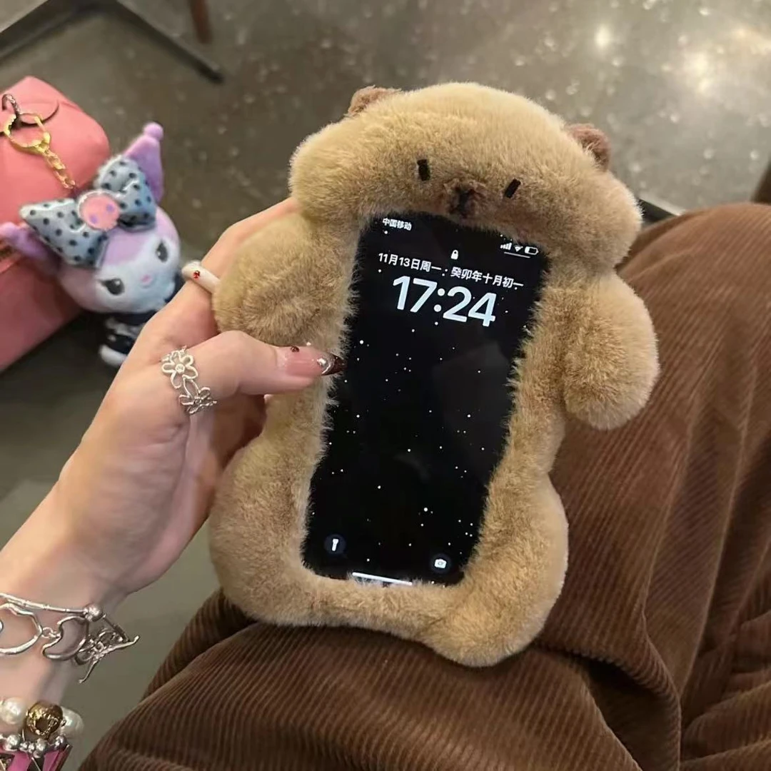 【苹果】呆萌可爱卡皮巴拉15pro手机壳14全包13promax少女12毛绒