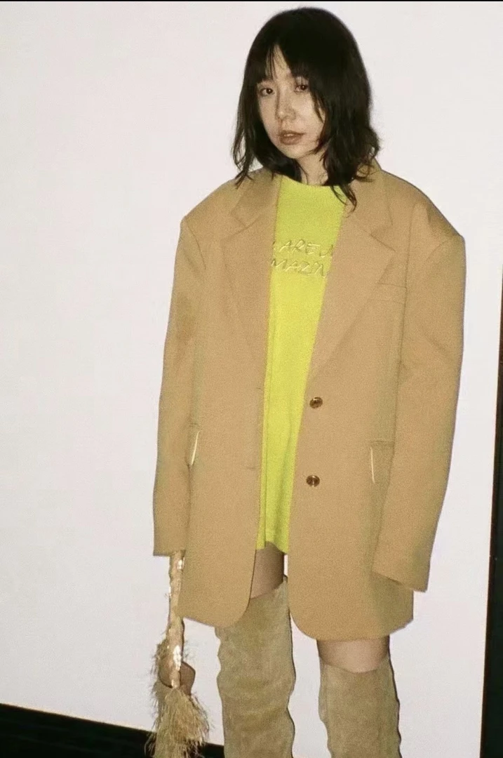 米娅 秋冬设计师垫肩西装外套阔版休闲气质高级感西服小个子