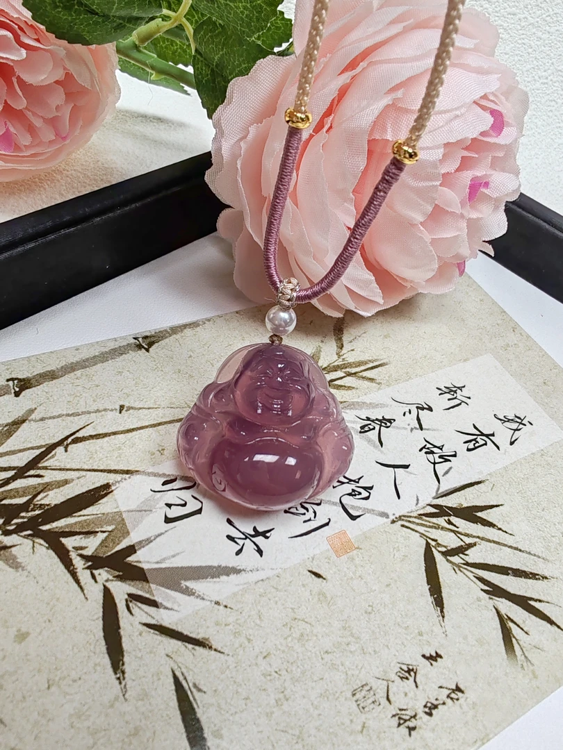 玉髓双面精雕紫佛公项链精美大气百搭自拍默认发黑绳