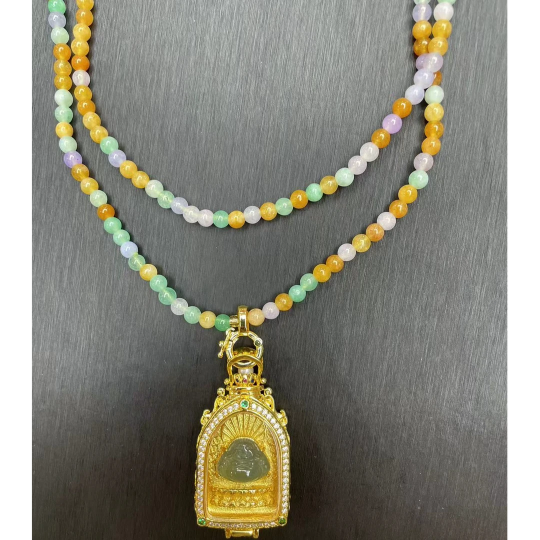 精选设计款天然翡翠A货佛公吊坠套装气质时尚多样性发其一