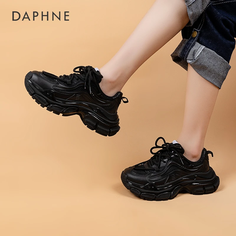 Daphne/达芙妮老爹鞋女2023新款秋季设计感厚底爆款显脚小运动鞋