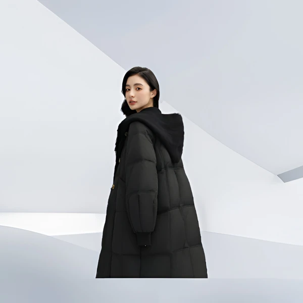 YAYA/鸭鸭中长款羽绒服女款2023冬季新款新中式外套OFFLINE