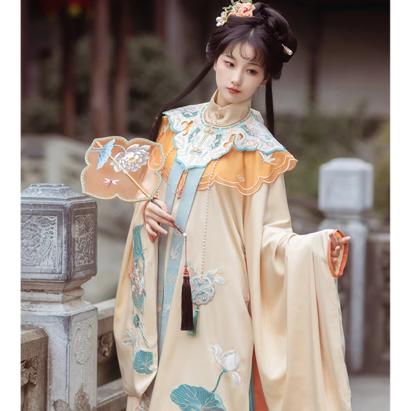 静还决 清莲子裳 原创明制汉服长袄云肩马面裙