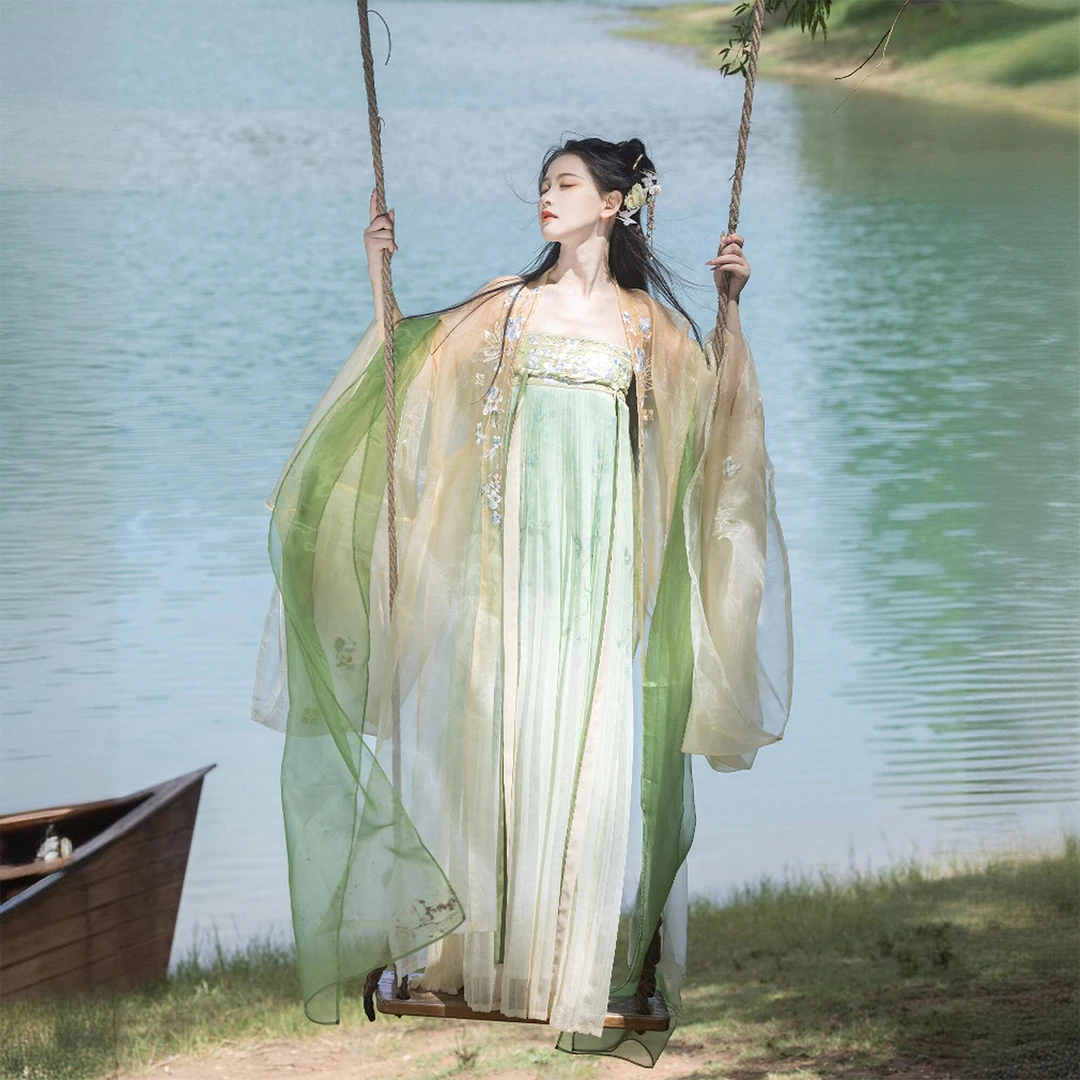 静还决清枝玉蝶任敏同款原创汉服女刺绣唐制齐胸襦裙诃子裙全套女