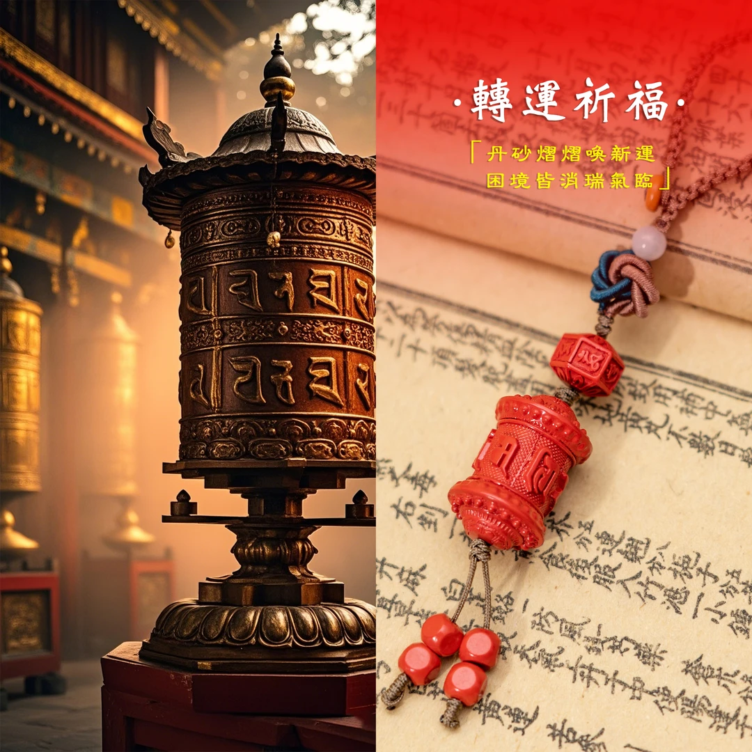 含辰砂工艺品  缘起五臺 转经筒挂件