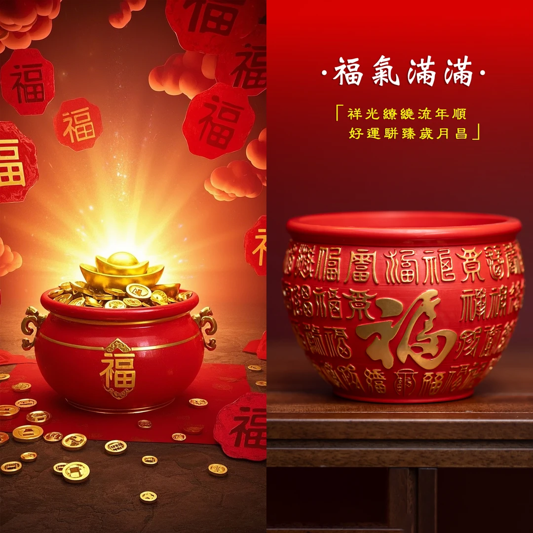 含辰砂工艺品缘起五臺    百福缸摆件