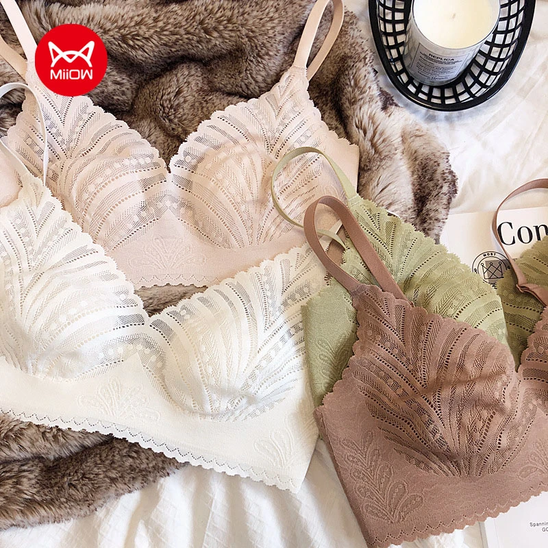 MiiOW/猫人【法式轻奢】内衣女四季爆款蕾丝文胸薄舒适无钢圈聚拢