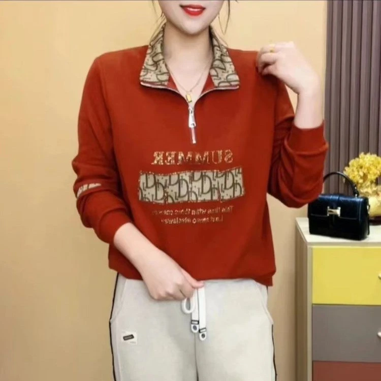 丁达尔穿搭【亮钻字母卫衣】春季字母卫衣宽松显瘦时尚减龄休闲上衣