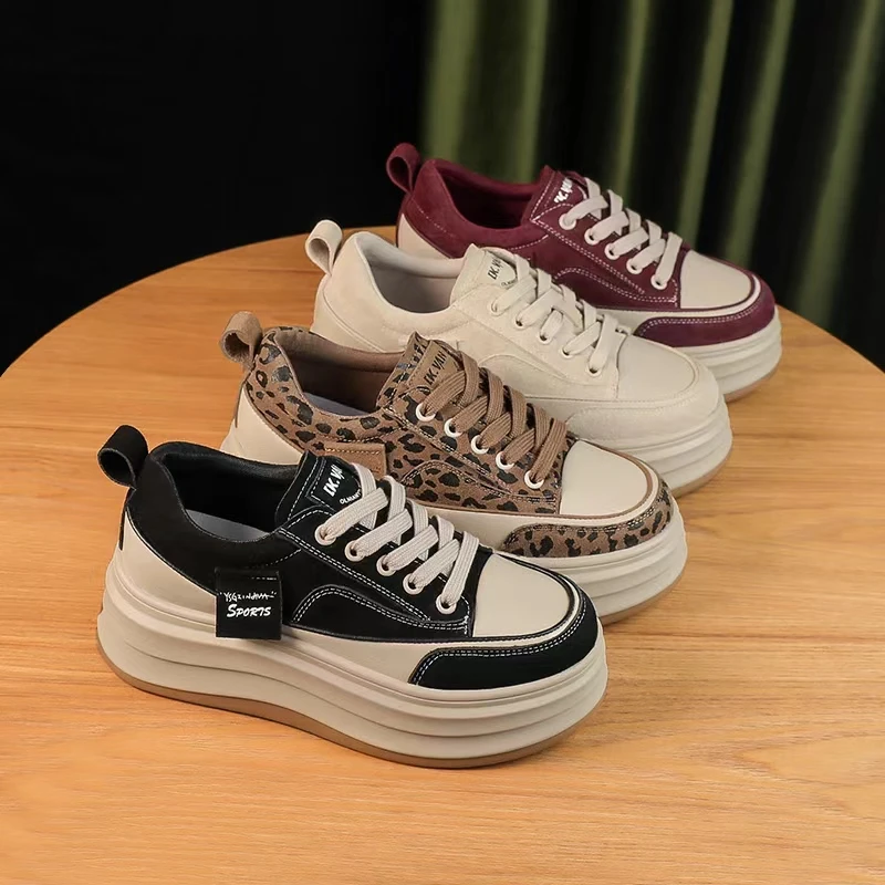 厚底增高松糕鞋真皮乐福鞋休闲鞋女7cm厚底单鞋直播2024