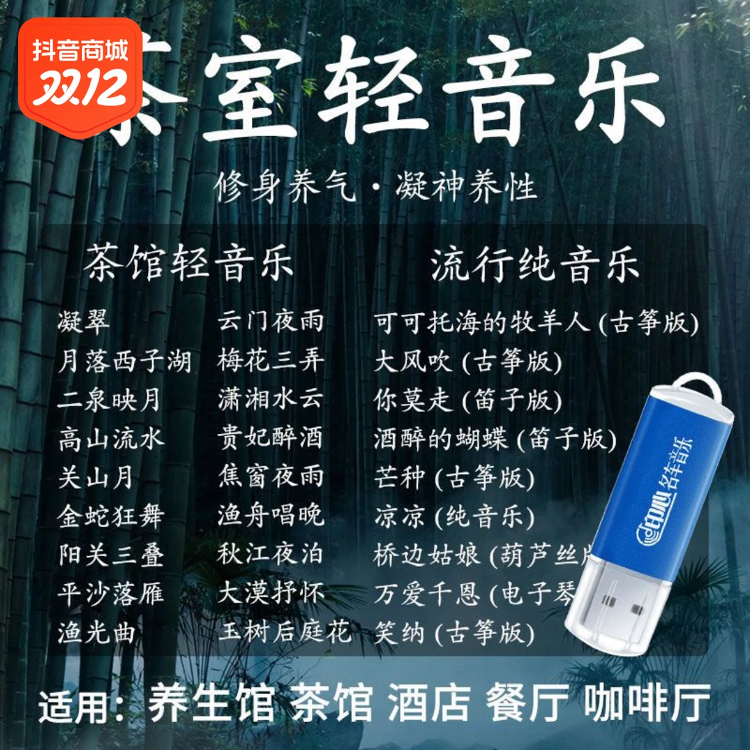 精品轻音乐U盘茶馆养生馆流行歌曲纯音乐无损高音质mp3/4音乐优盘