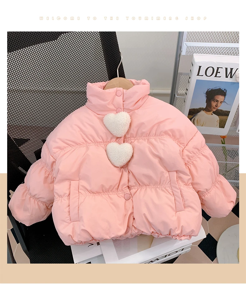 【m260】秋冬爱心女小童加绒加厚爱心棉衣冬季新款可爱超萌儿童衣服