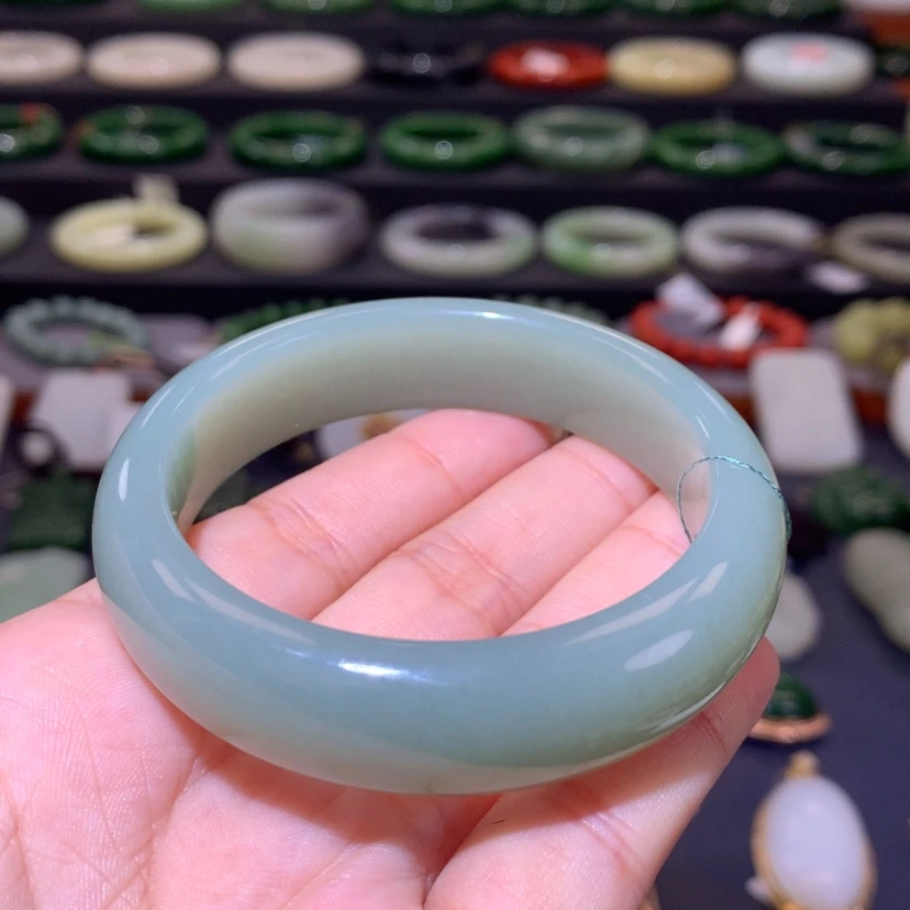 【闪购商品】和田玉高品且末蓝手镯54、55未镶嵌