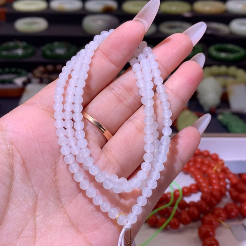 【闪购商品】和田玉高品冰白108未镶嵌