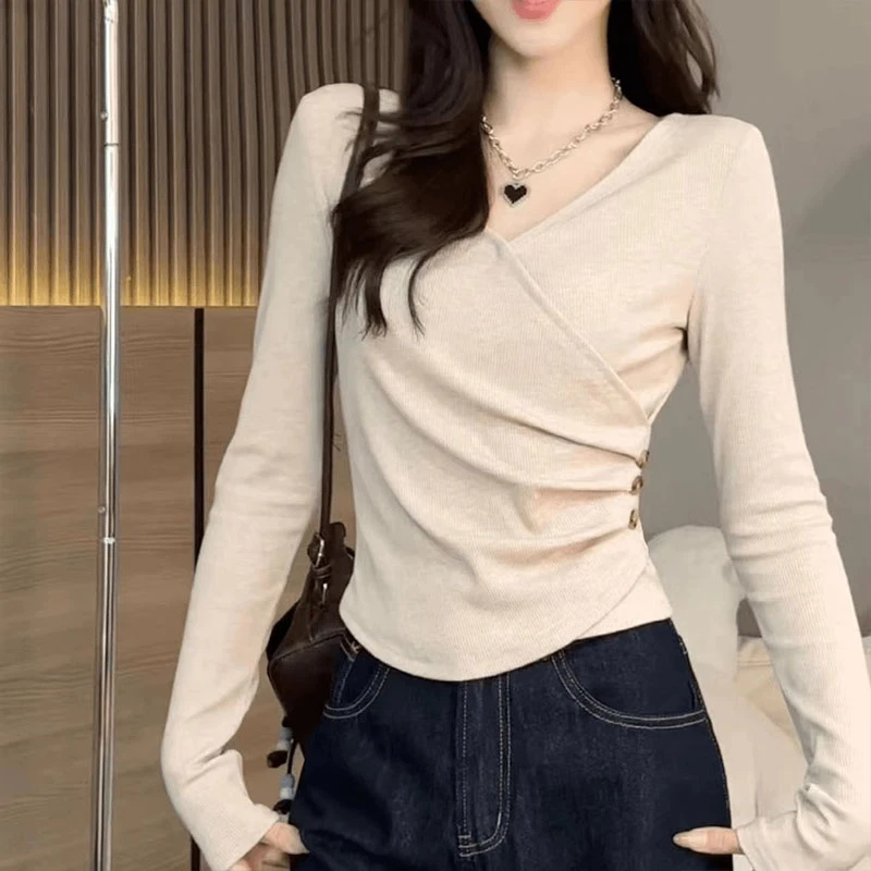 韩版德绒打底衫大码长袖t恤女秋季甜美减龄少女胖mm收腰显瘦上衣