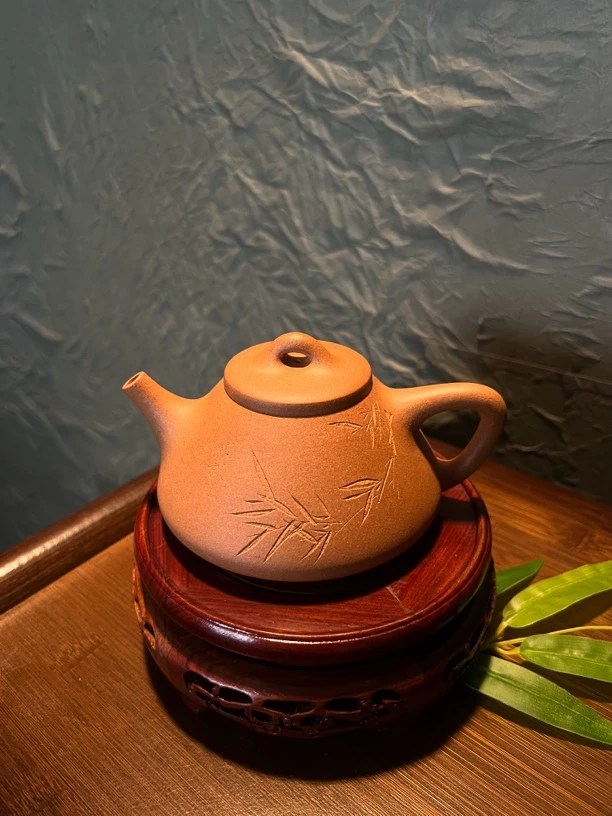紫砂精工半手工原矿黄金段刻绘子冶石瓢