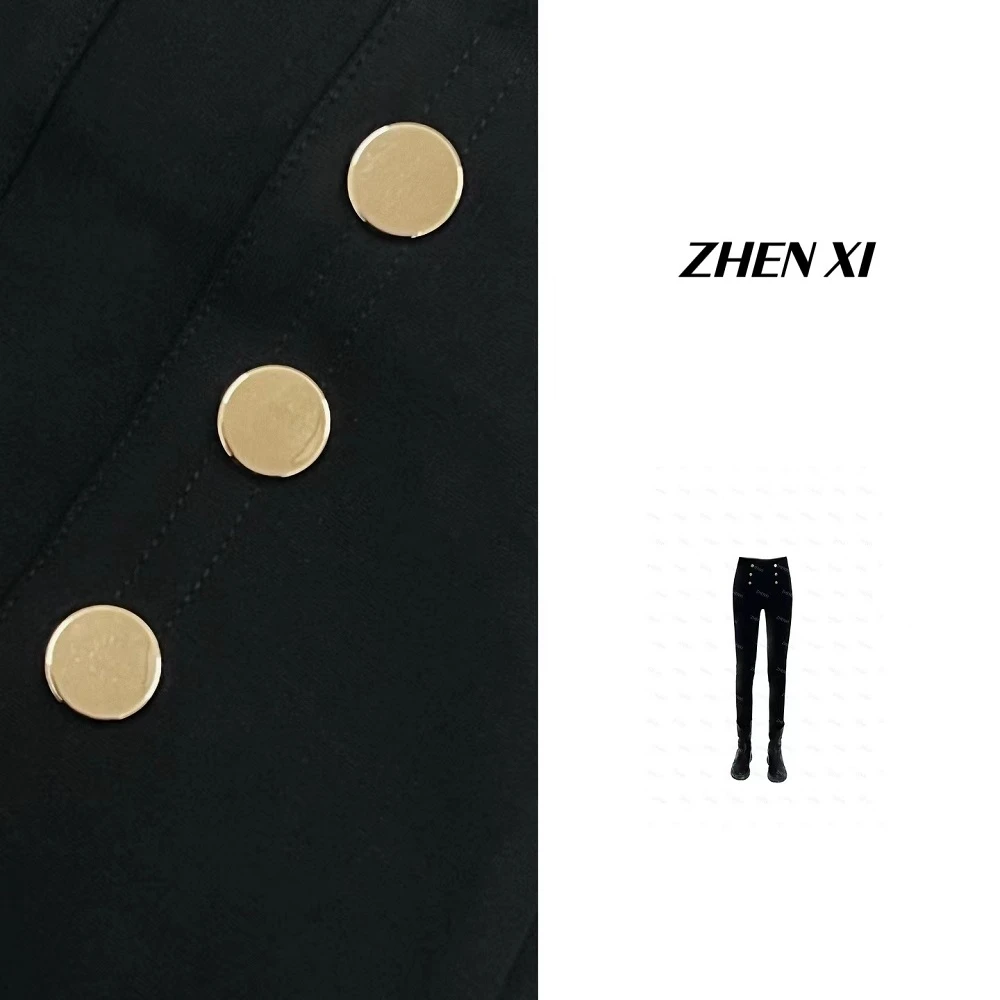 针西【黑酷】加长小黑裤高个子穿搭(×退×换)K80001