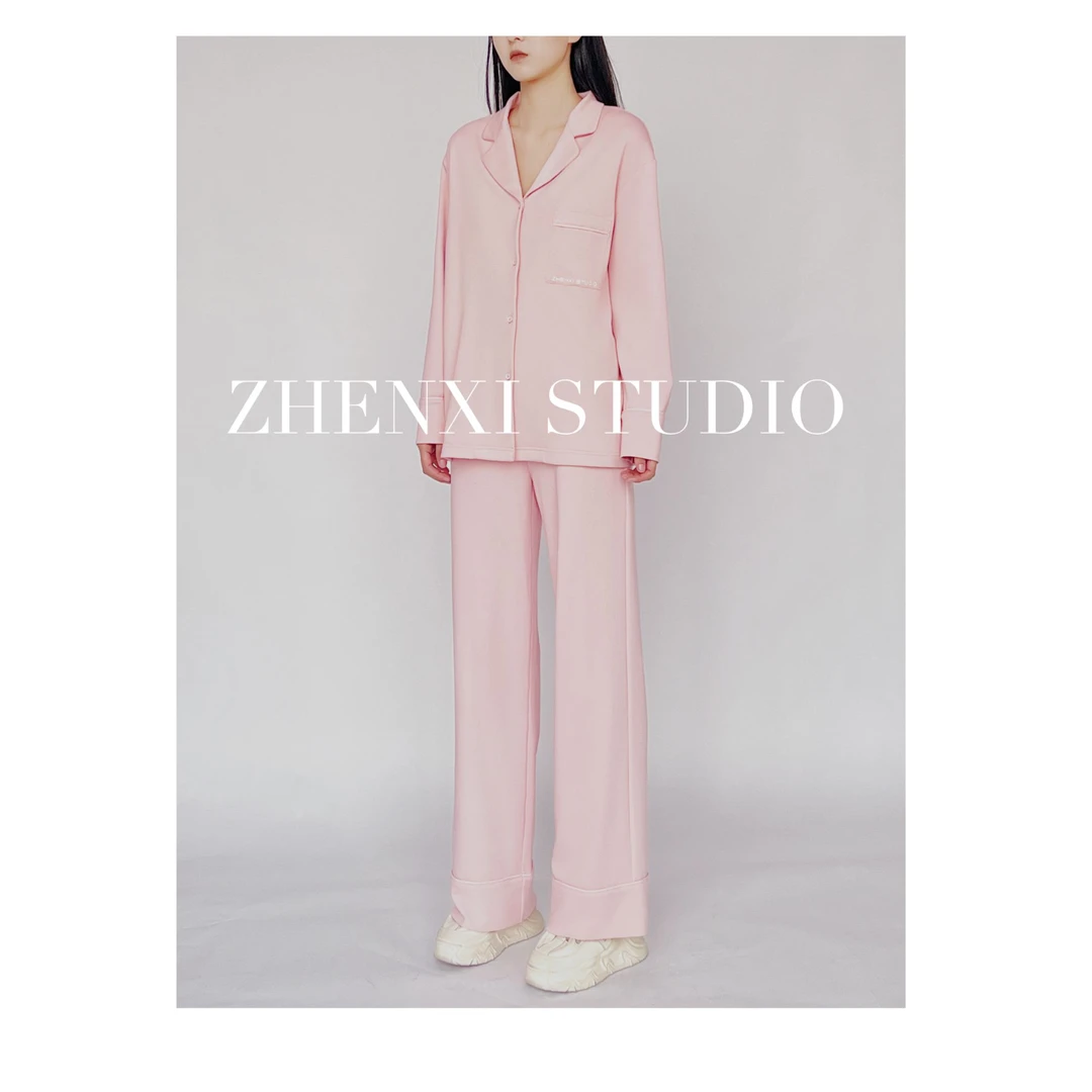 针西【周末家居服】高个子穿搭加长舒适长袖睡衣家居服套装X60036