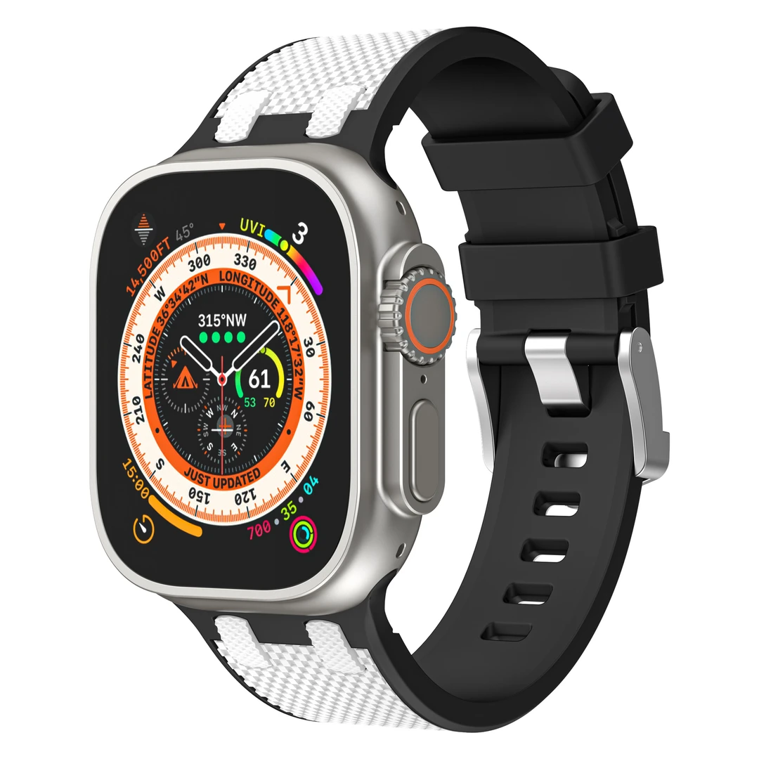 适用于Apple Watch Series1~9代/SE 苹果运动风农家橡树硅胶表带
