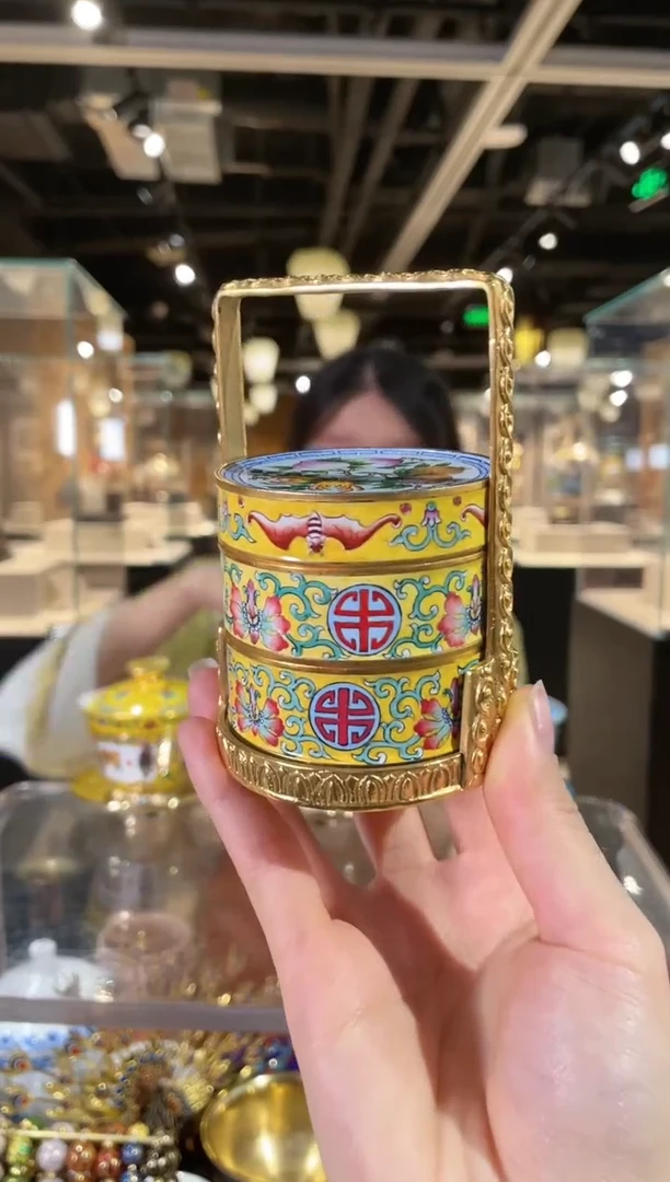 【闪购商品】铜胎画珐琅食盒小摆件