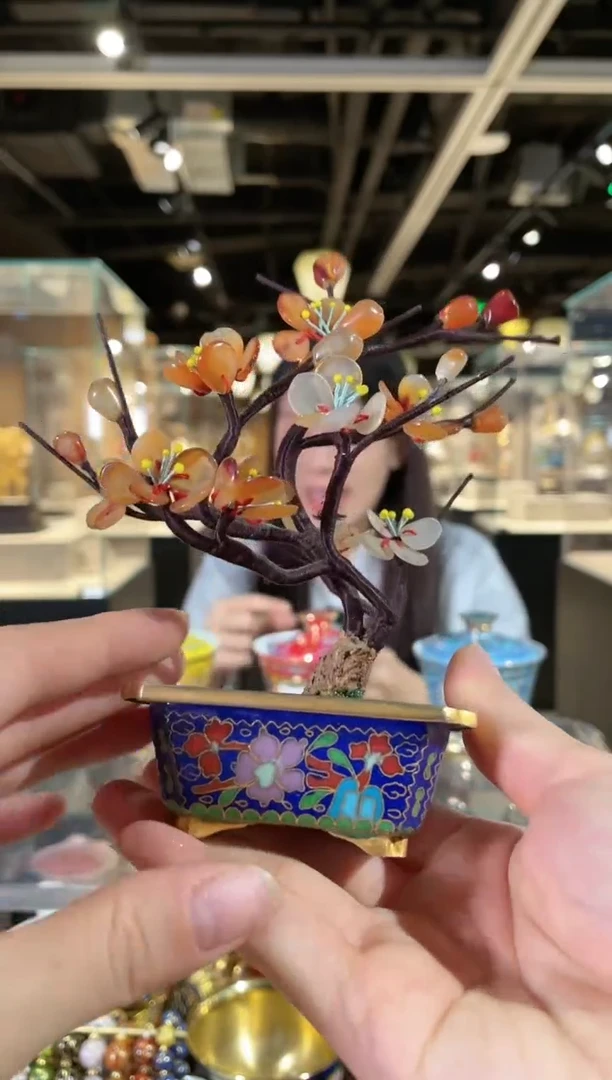 【闪购商品】小方盆玉石花摆件