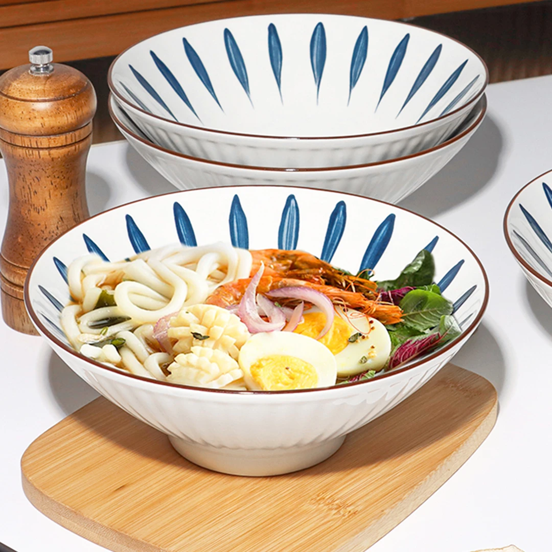 千叶日式拉面碗家用2024新款陶瓷餐具吃面碗泡面碗斗笠碗沙拉碗