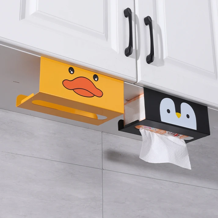 厨房纸巾架免打孔铁艺用纸架 壁挂式家用餐巾纸挂架橱柜门抽纸盒