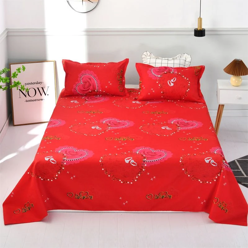 大红色床单单件结婚双人床单加厚磨毛单人床单婚庆亲肤喜床单