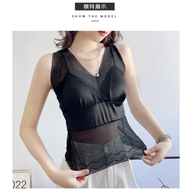大码性感蕾丝吊带背心可外穿带胸垫豹纹内衣胖mm内搭外穿美背