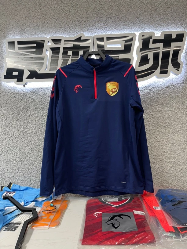 金州现货正品大连鲲城球员版半拉链训练服冬季加绒足球训练衣
