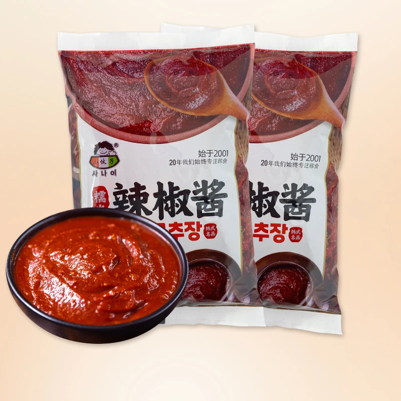 小伙子辣椒酱韩式食品朝鲜族石锅拌饭辣炒年糕酱袋装500g营养家用
