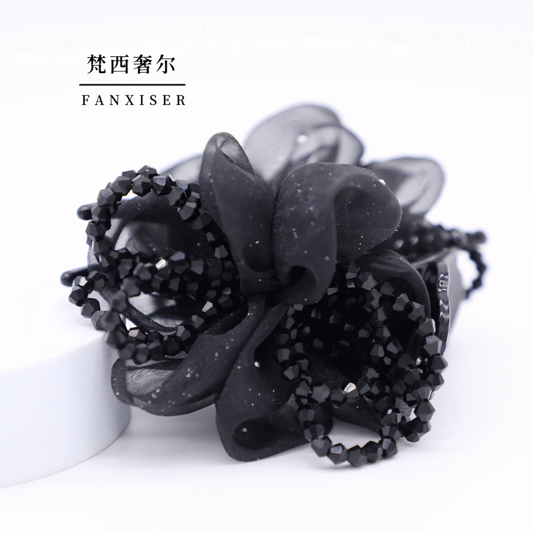 YM4825【和风】简约优雅感气质网纱抓夹