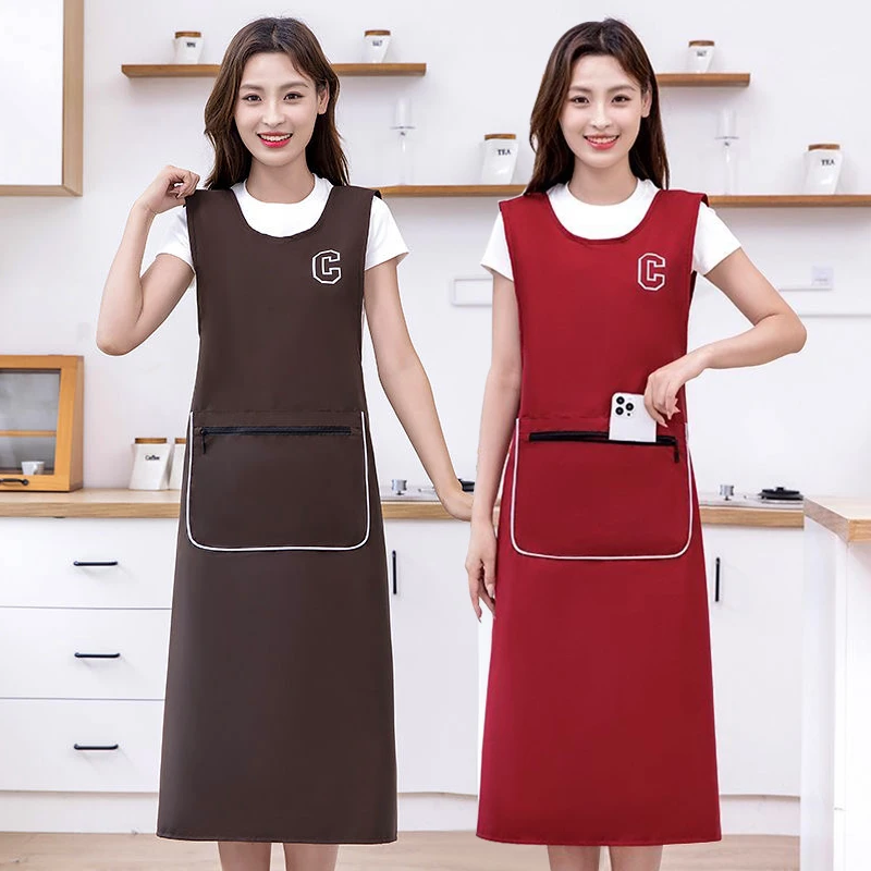 加肥加长款围裙防水防油男女厨房专用家用坎肩罩衣上班耐磨工作服