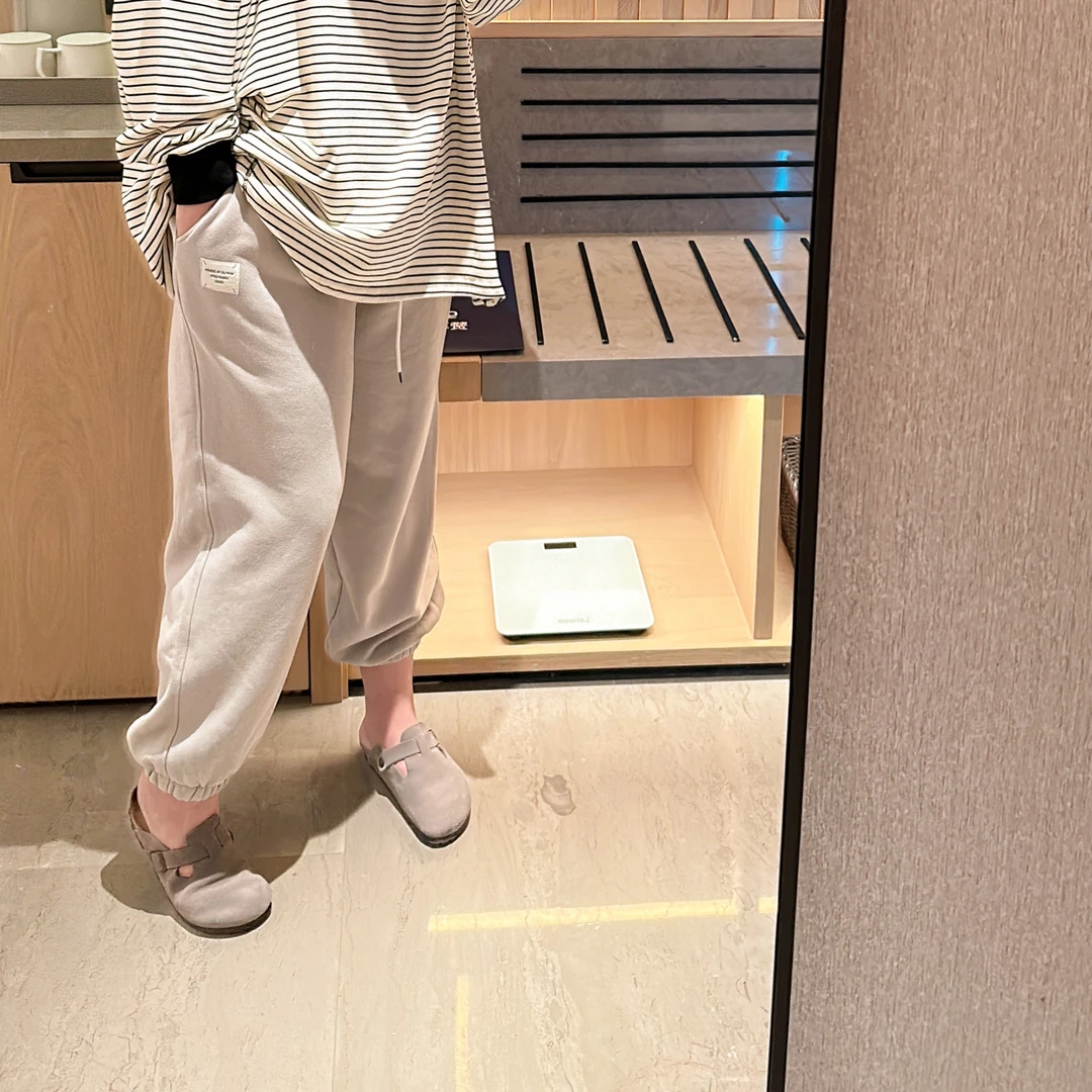 【程雅大码】冬季松紧腰马卡龙色收口宽松加绒加厚韩版舒适休闲卫裤