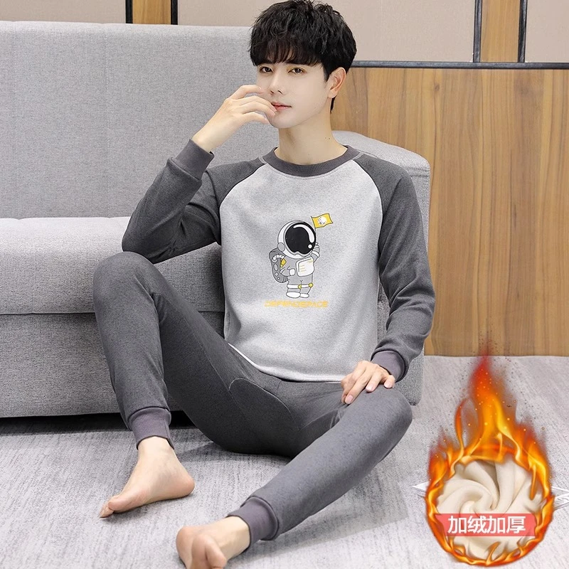 小杨推荐哥保暖衣冬季保暖内衣套装男青少年加绒加厚打底圆领秋衣