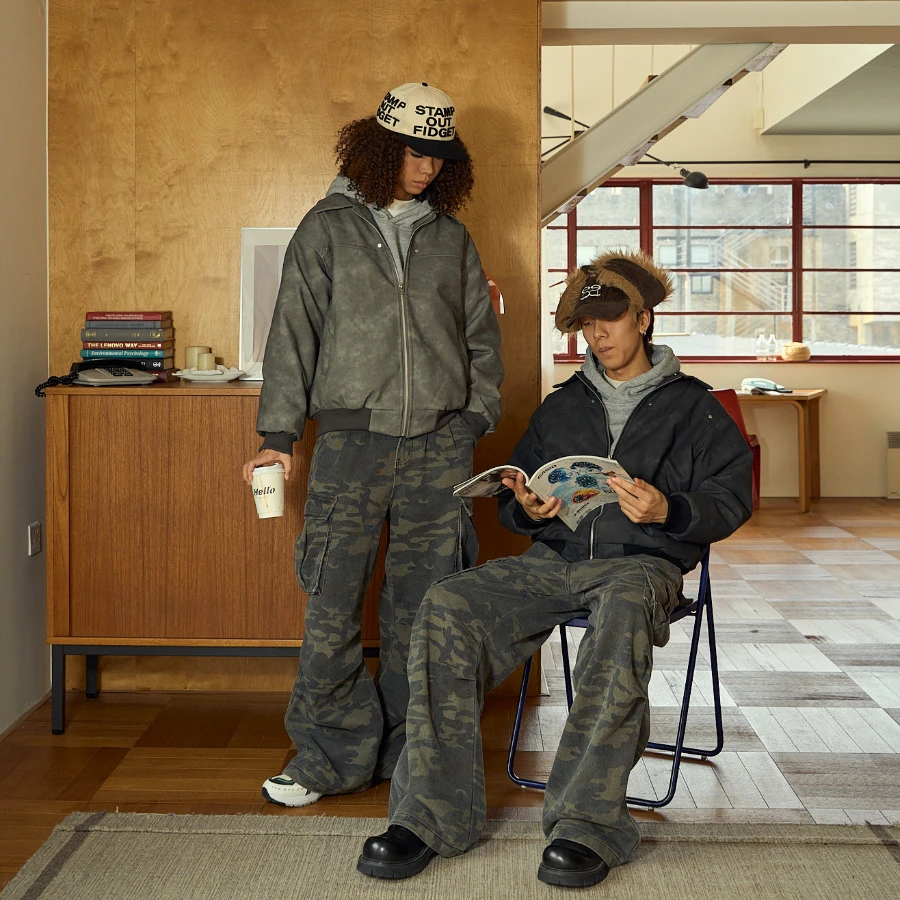 【线上商店】美式Cleanfit棉服棉衣加厚款冬季外套男潮牌黑武士皮衣