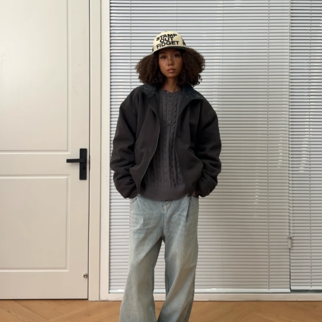 【线上商店】美式Cleanfit加绒棉服潮牌夹克冬季外套男棉衣加厚冬季