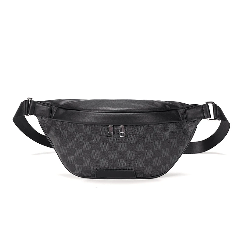 2024中性男女同款时尚百搭单肩斜跨胸包休闲棋盘格潮流包夏日洋气