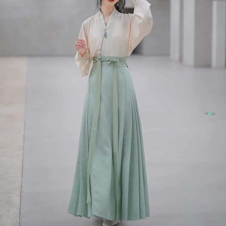 《桃色》女装春夏款提花薄款国风日常款马面裙宋制百搭夏季汉元素