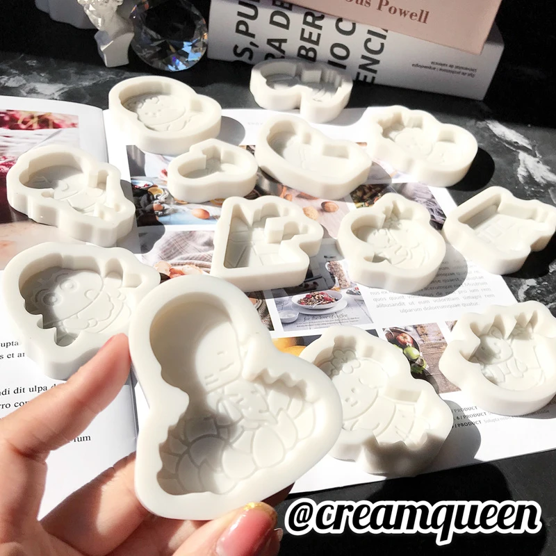 奶油皇后新款小和尚房车小动物香薰石膏模具车载装饰手工滴胶DIY