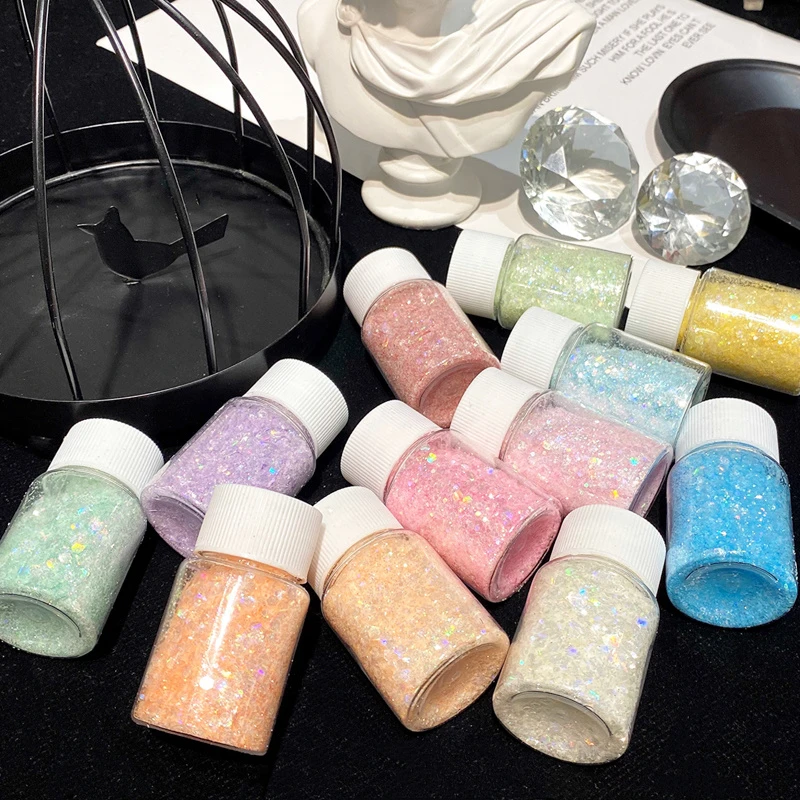 奶油皇后夏日新品糖果色系仙女闪粉亮片镭射混合手工滴胶DIY材料
