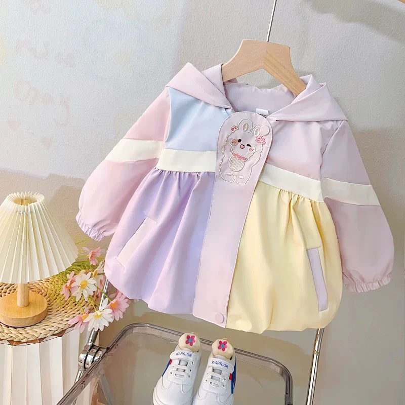 女小童时尚外套春秋款2024新款女宝宝休闲百搭撞色兔子上衣外套潮