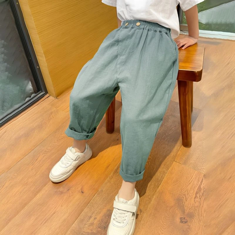 男童裤子2024夏季新款韩版个性儿童宽松休闲裤中小童春秋款九分裤