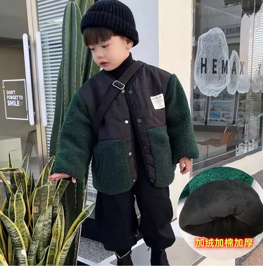 童装儿童秋冬外套2024新款男女童过年新装中小童时尚拼接外套保暖