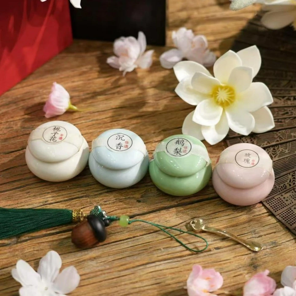 爆款古法手工香膏香薰沉香鹅梨玫瑰栀子花（送橡果香囊如意勺）固体