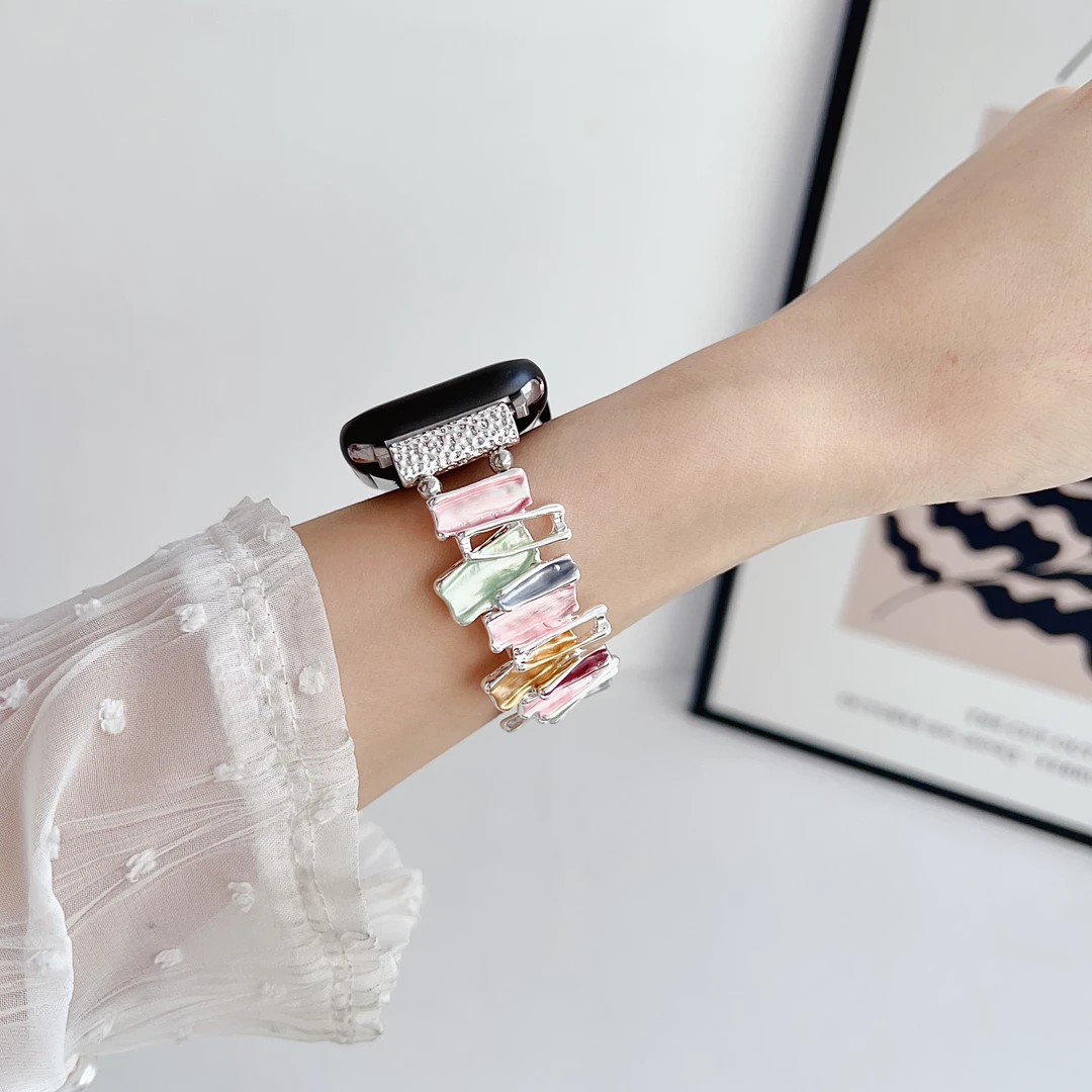 新款不规则手链表带适配苹果手表带apple watch金属表带女孩夏天