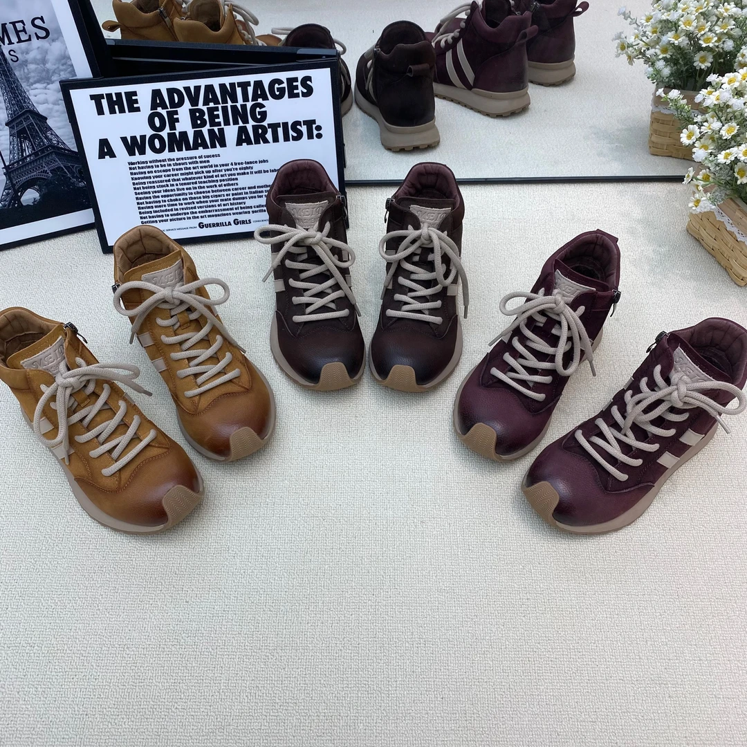 1313冬季加绒平底舒适牛皮轻便百搭阿甘女鞋